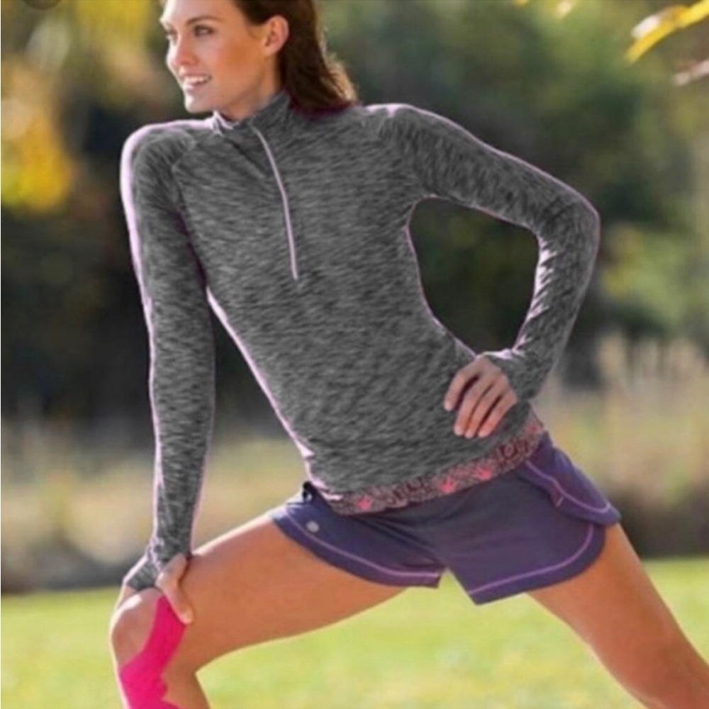 Athleta Mendoza 1/2 Zip Running Yoga Pullover Shirt Jacket Large Gray Black